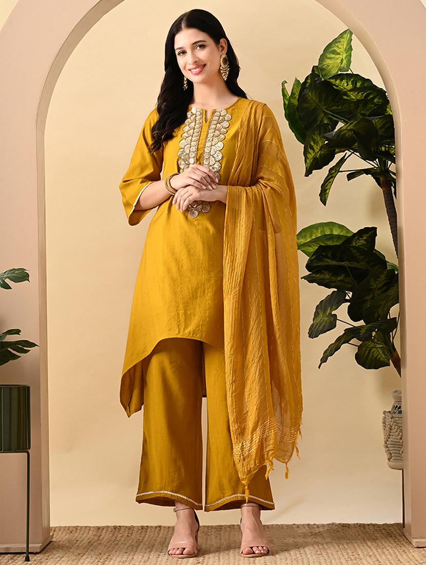 women gota detailed kurta pant with dupatta - 21899144 - Zoom Image - 0