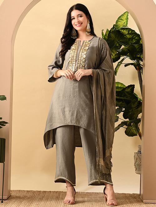 women gota detailed kurta pant with dupatta  - 21899145 -  Standard Image - 0