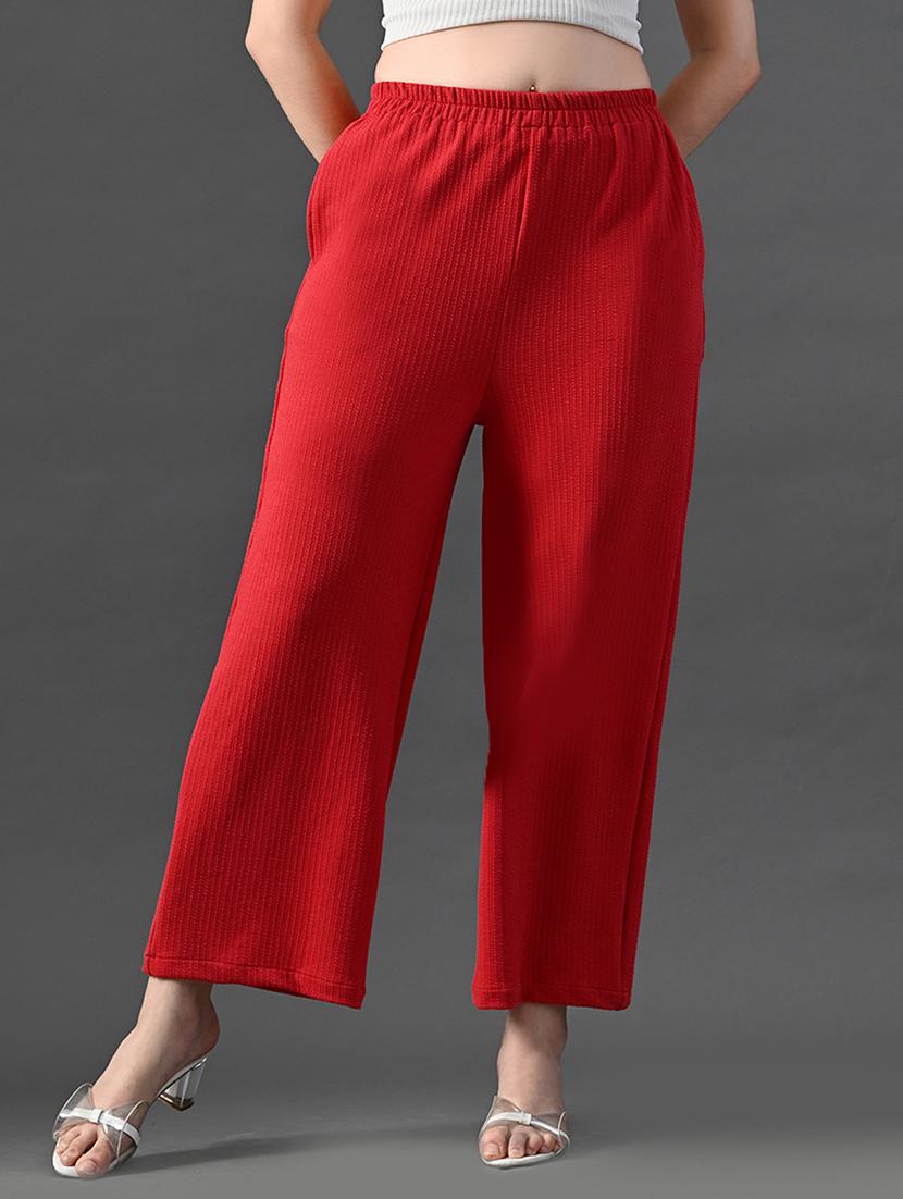 women solid high rise straight trouser - 21899157 - Zoom Image - 0