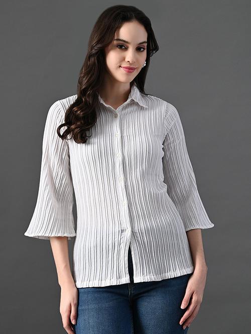 women solid colllared regular fit shirt - 21899181 - Standard Image - 0