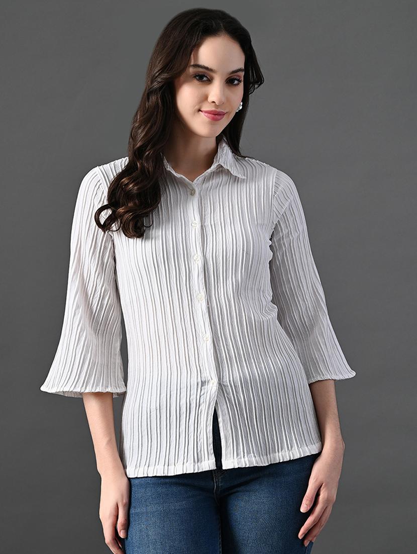 women solid colllared regular fit shirt - 21899181 - Zoom Image - 0