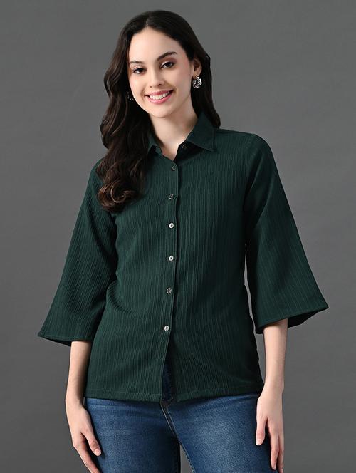 women solid colllared regular fit shirt - 21899182 -  Standard Image - 0
