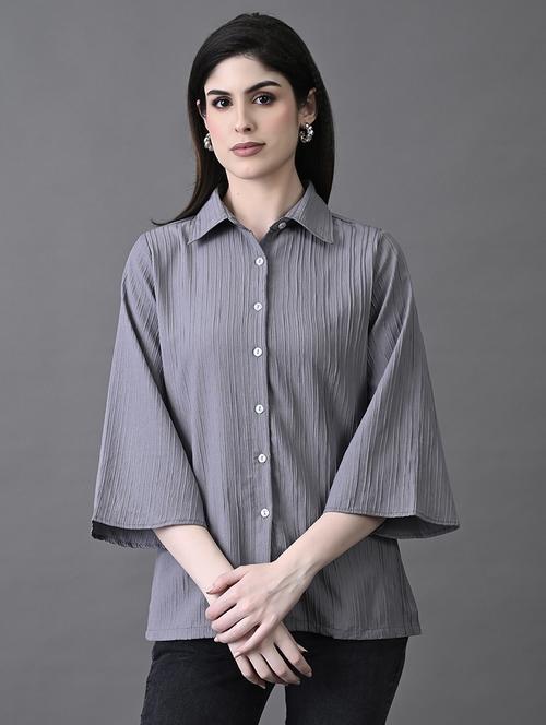 women solid colllared regular fit shirt - 21899183 - Standard Image - 0