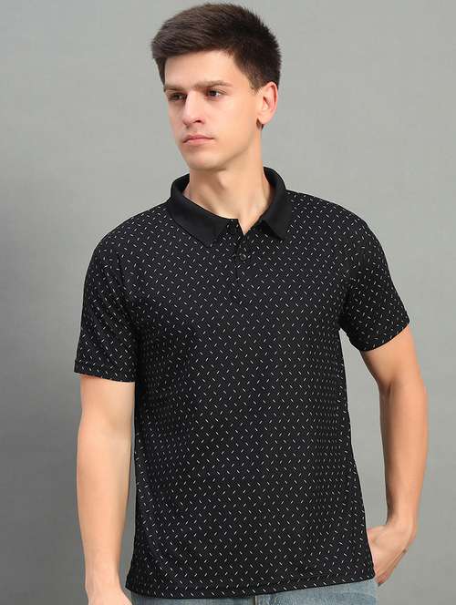 men printed short sleeve regular fit polo t-shirt - 21899254 -  Standard Image - 0