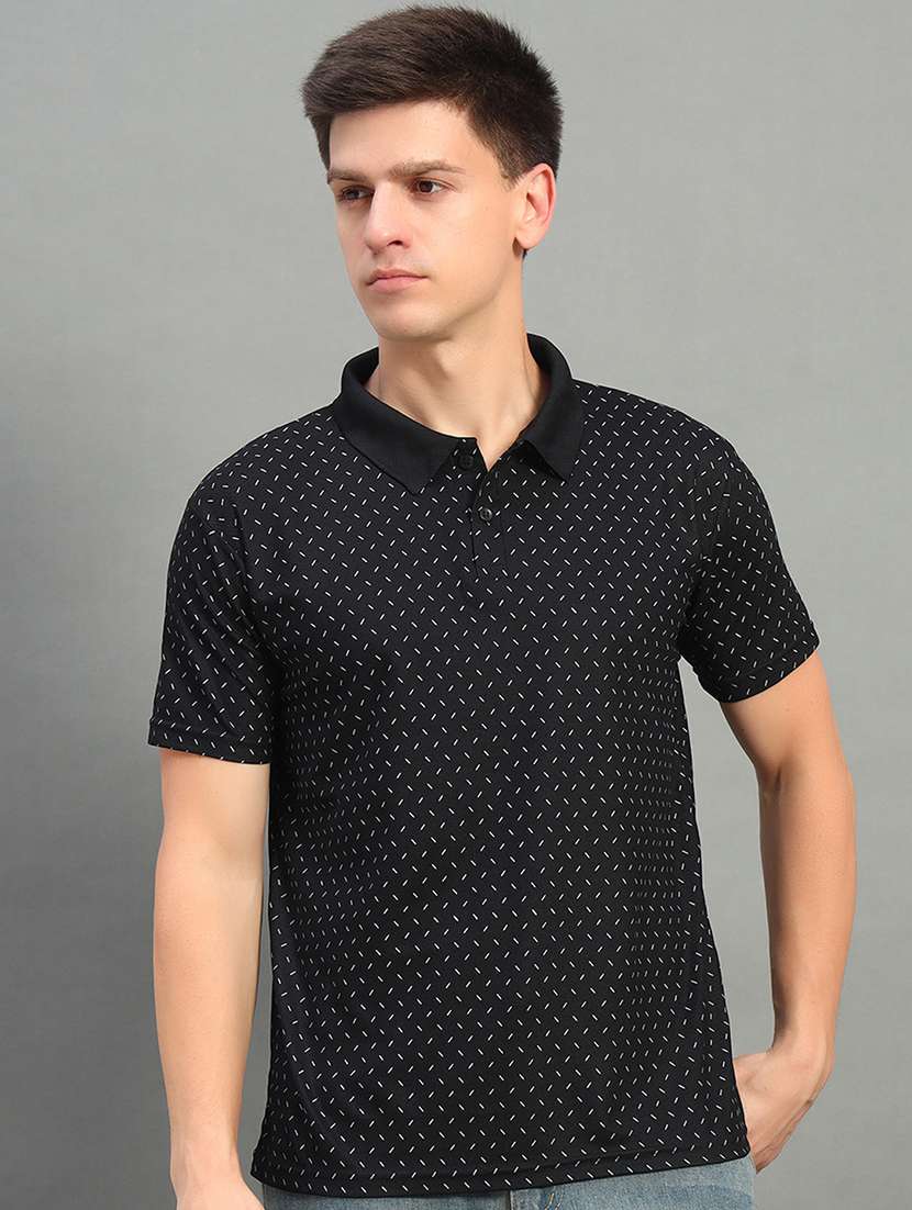 men printed short sleeve regular fit polo t-shirt