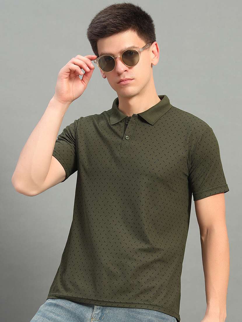 men printed short sleeve regular fit polo t-shirt