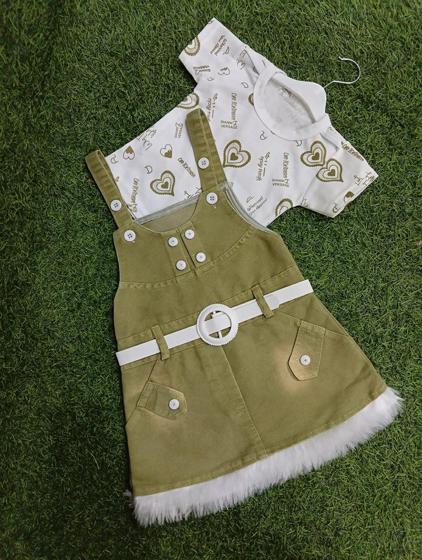 girls printed adjustable strap dungaree dress - 21899300 - Standard Image - 2