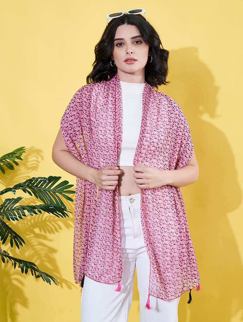 women pink chiffon scarf