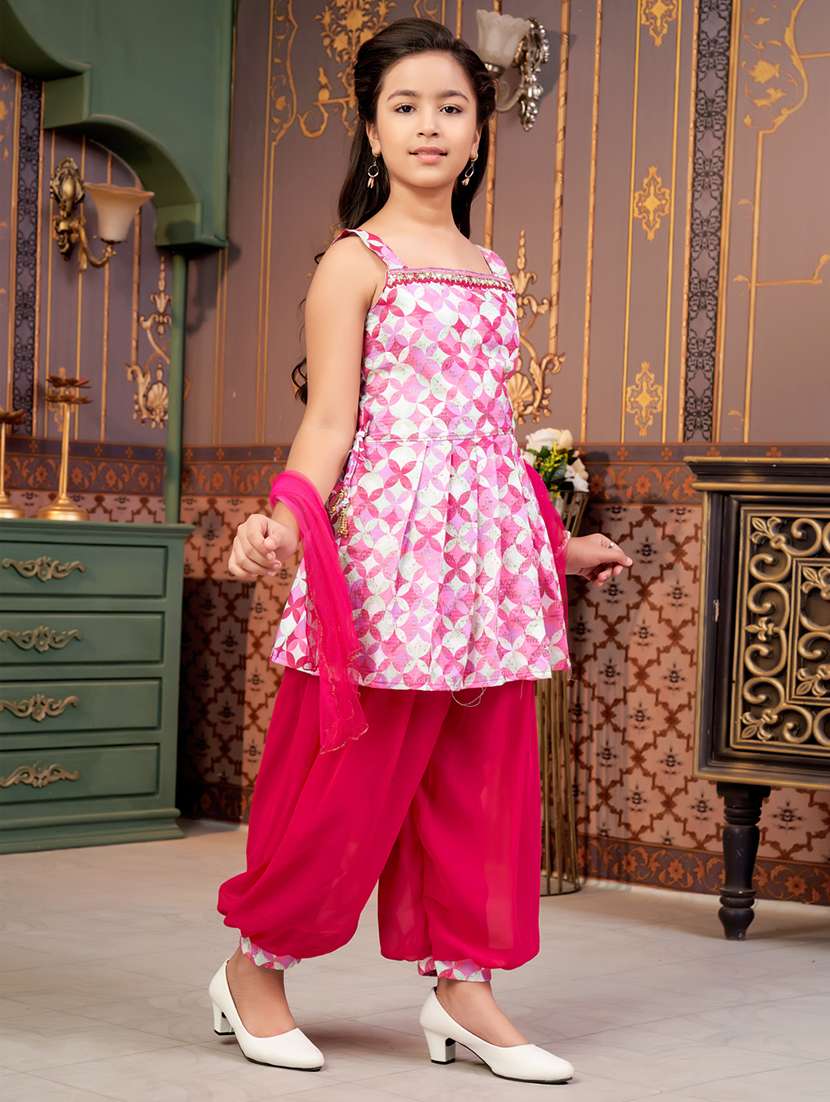 girls printed kurta and salwar with dupatta   - 21900982 -  Standard Image - 2