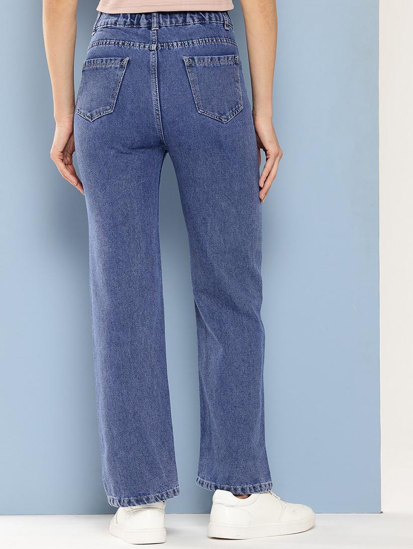 girls solid high rise straight fit jeans - 21900995 - Standard Image - 2