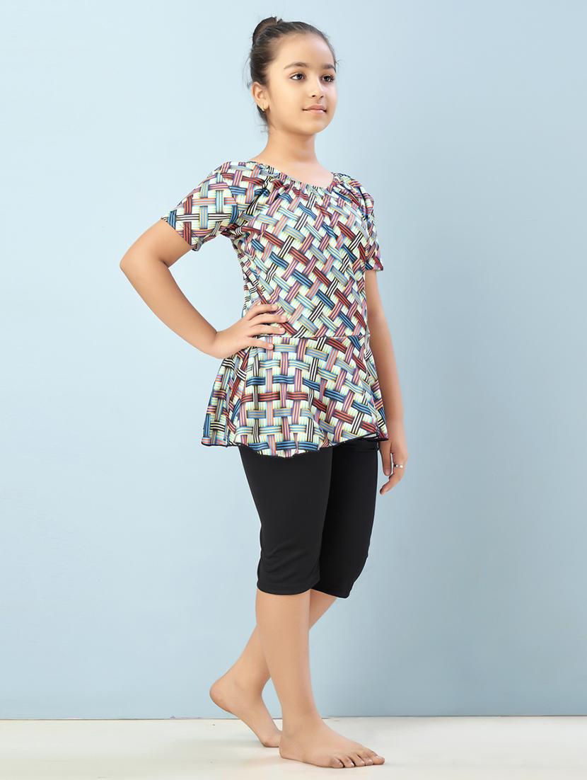 girls round neck functional swimsuits swimwear - 21901125 - Standard Image - 2