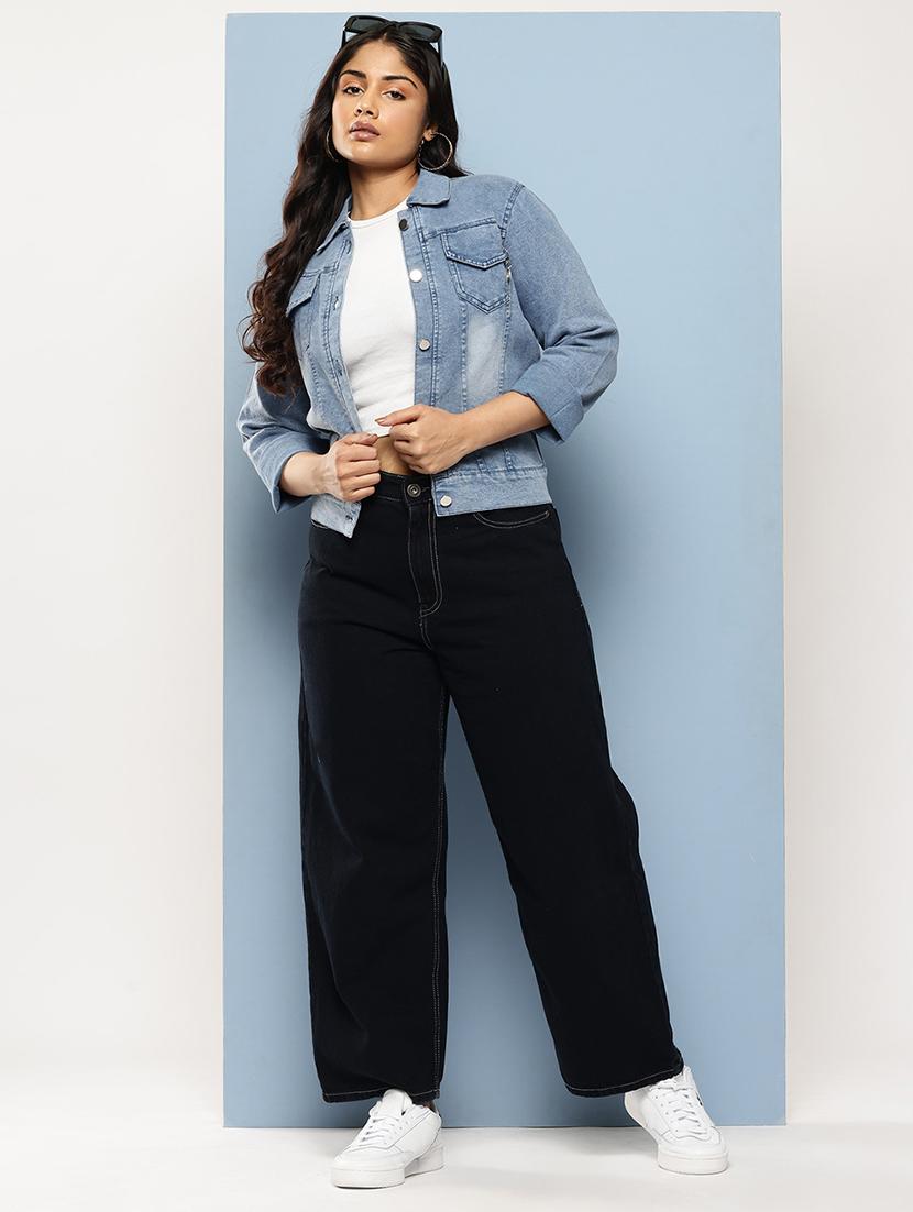 women solid long sleeves denim jacket - 21901180 - Standard Image - 2