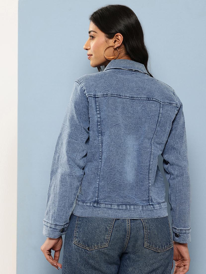 women embroidered long sleeves denim jacket - 21901182 - Standard Image - 2