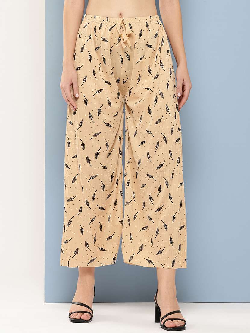 women printed mid rise ankle length straight palazzo