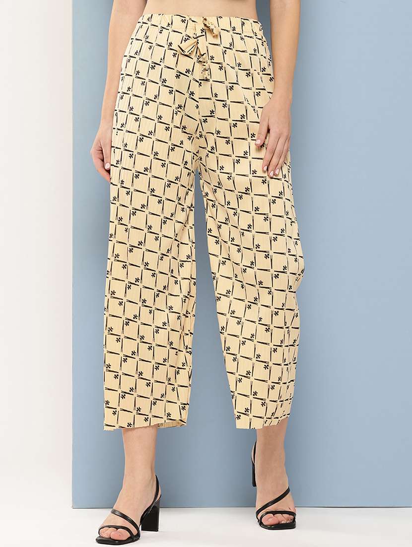 women printed mid rise ankle length straight palazzo - 21901202 - Zoom Image - 0