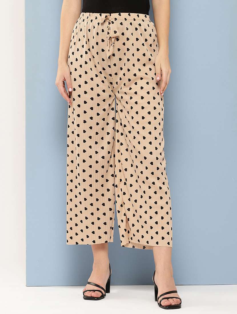 women printed mid rise ankle length straight palazzo