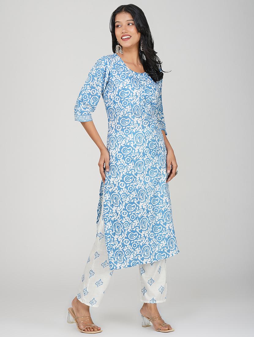 women three quarter sleeve kurta pant with dupatta set - 21901350 - Standard Image - 2