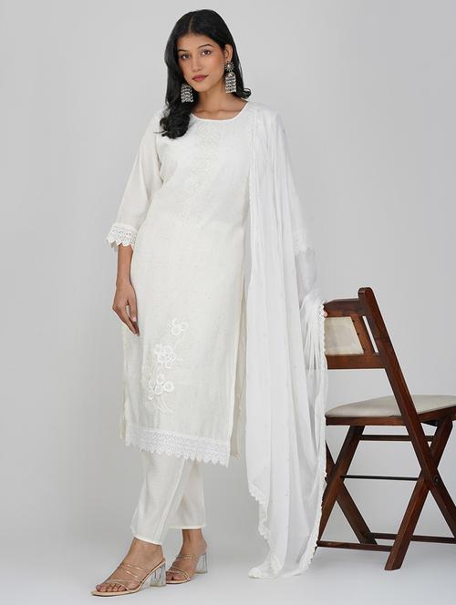 women three quarter sleeve kurta pant with dupatta set - 21901356 - Standard Image - 0