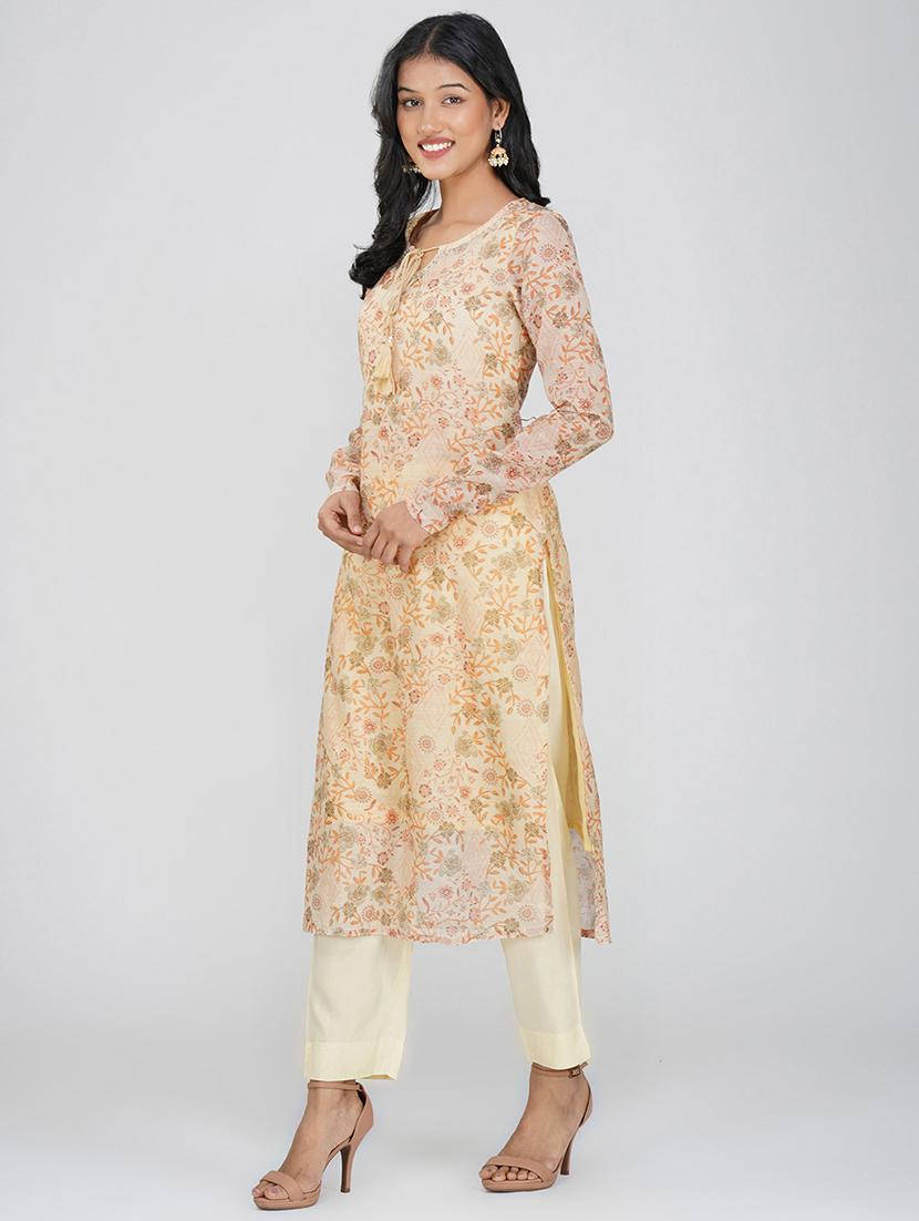 women beige long sleeve kurta pant with dupatta set - 21901383 - Standard Image - 2