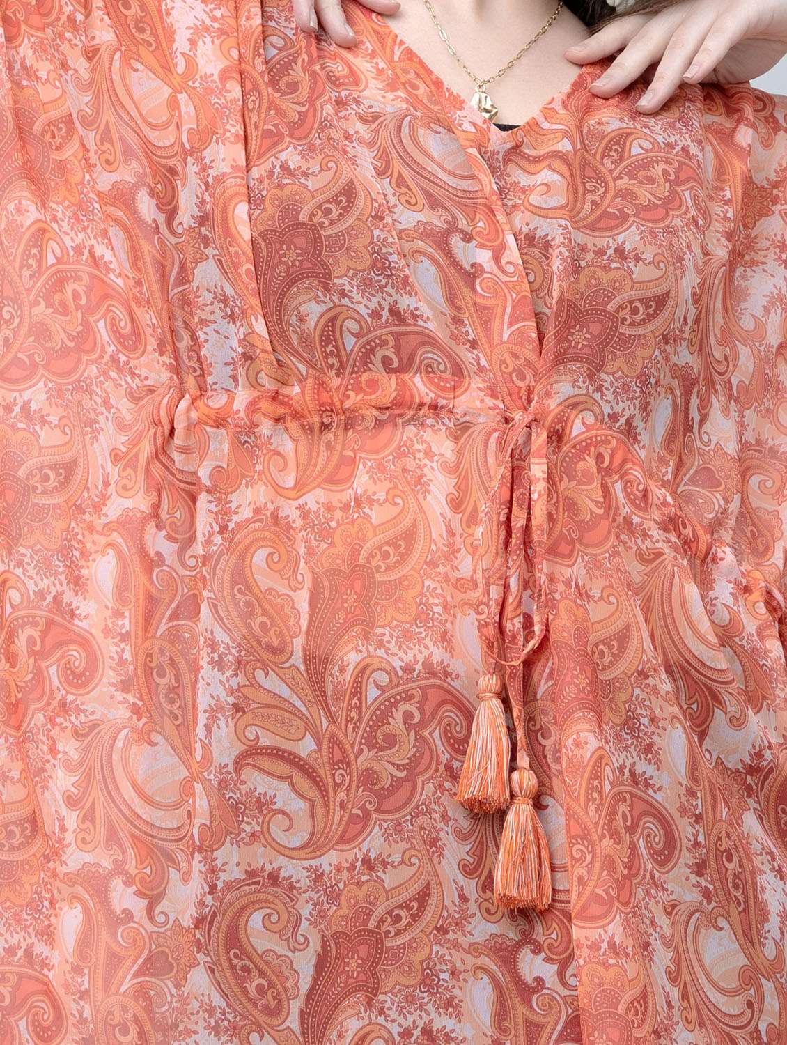 Women Printed Kimono Sleeves Kaftan Dress