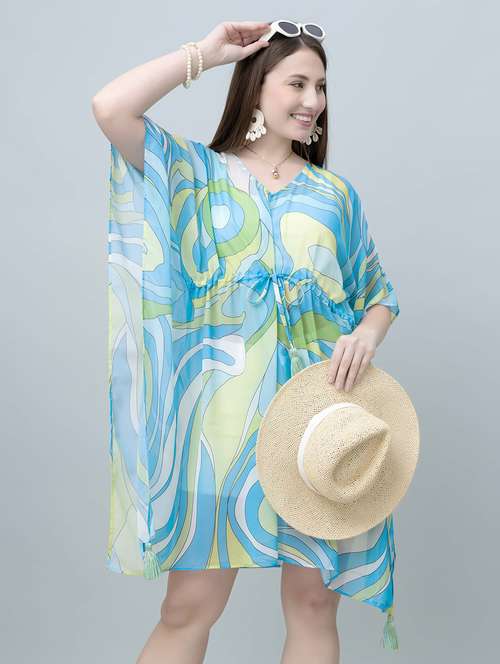 women printed kimono sleeves kaftan dress - 21901571 - Standard Image - 0