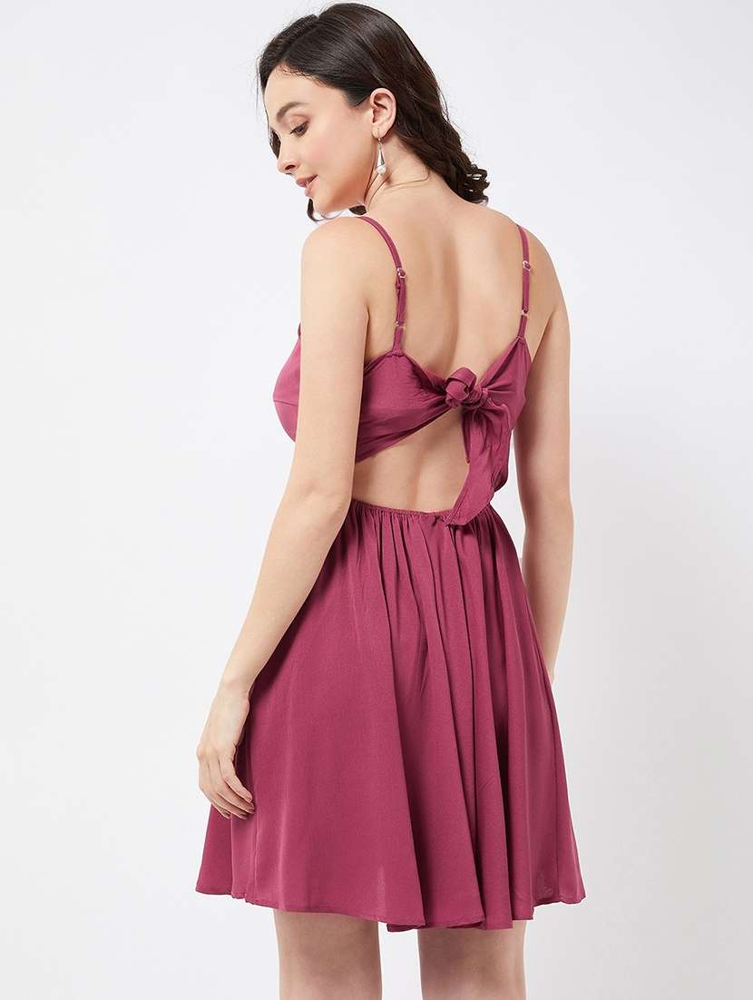 women solid sleeveless fit & flare dress - 21901643 - Standard Image - 2