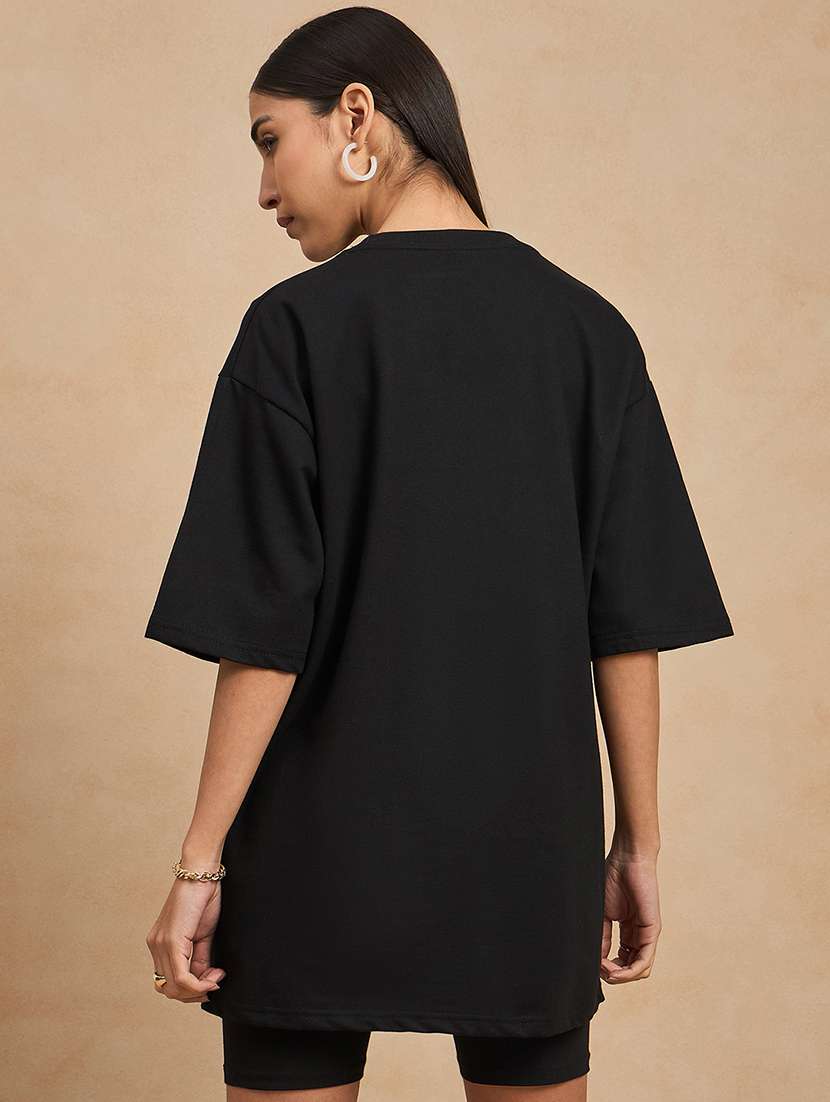 women front print round neck oversized t-shirt - 21902871 -  Standard Image - 2