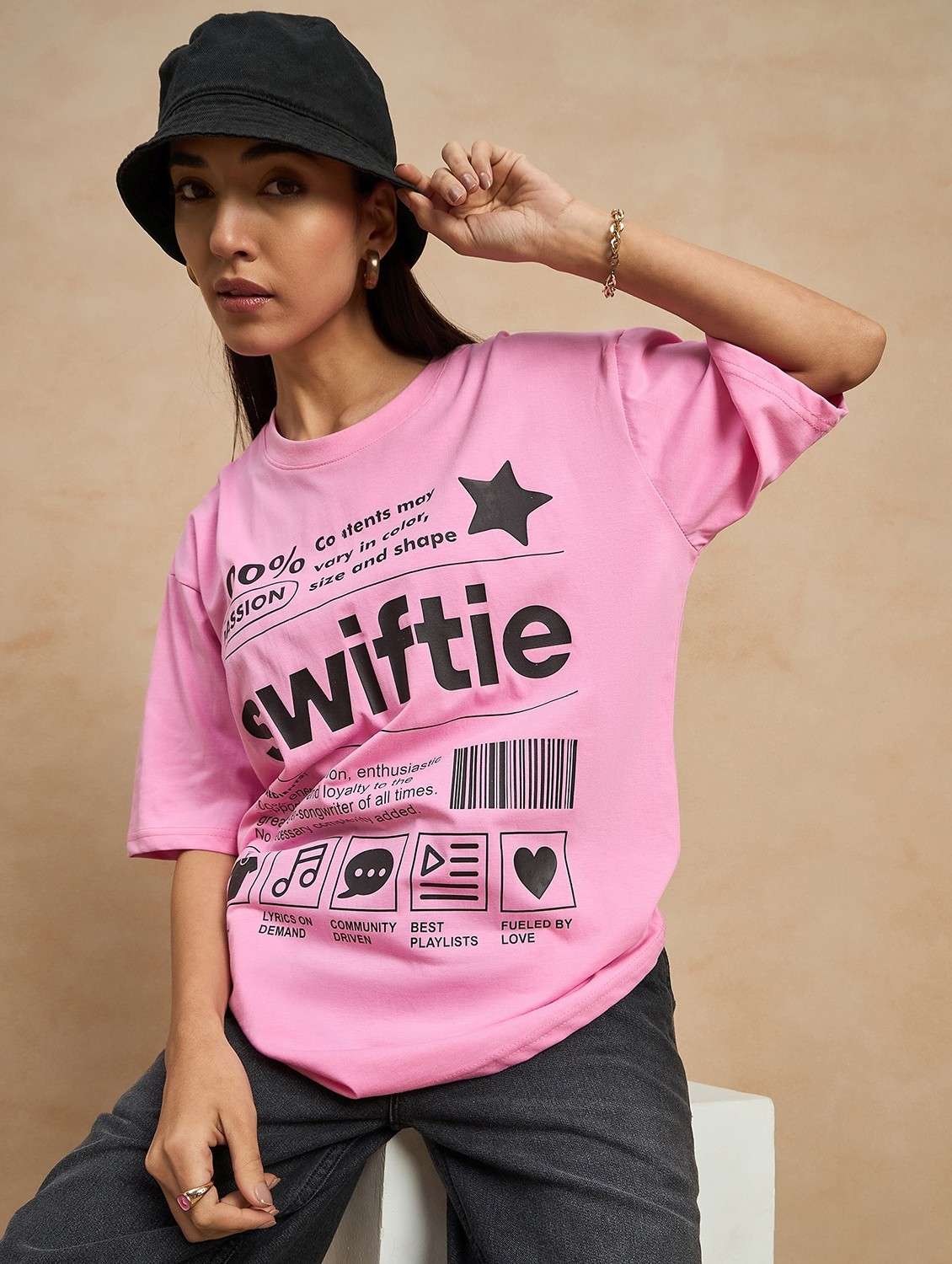 women printed short sleeves oversized t-shirt
