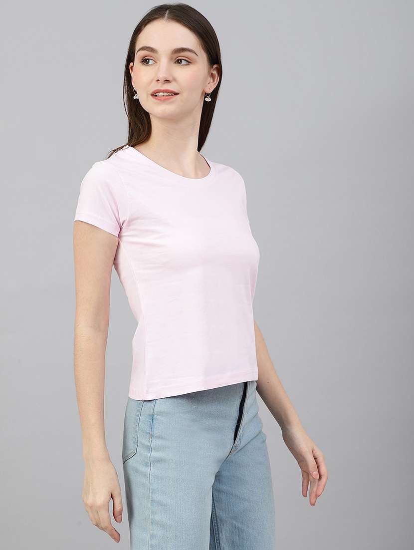 women solid short sleeves regular fit t-shirt - 21902910 -  Standard Image - 2