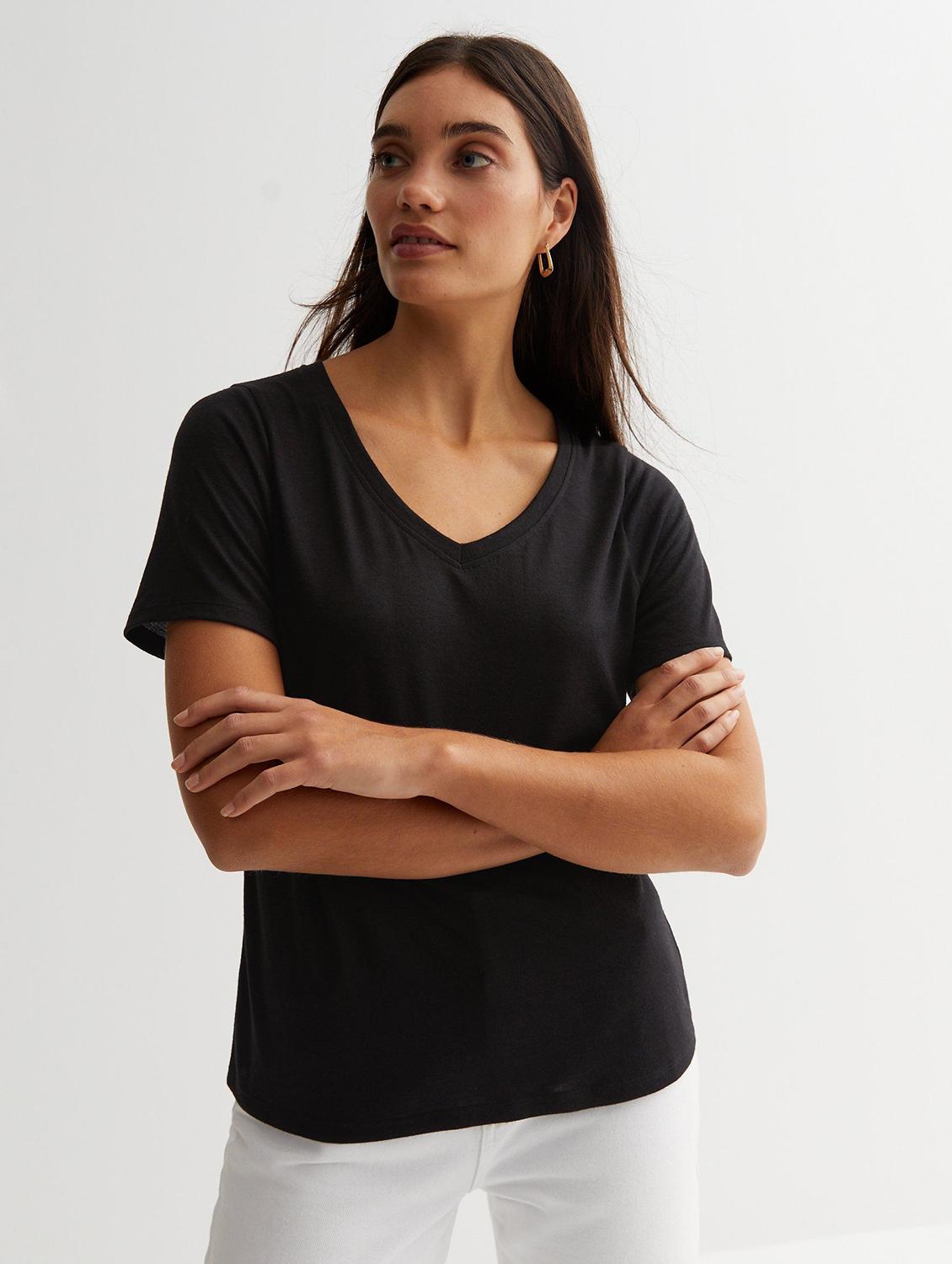 women solid short sleeves regular fit t-shirt