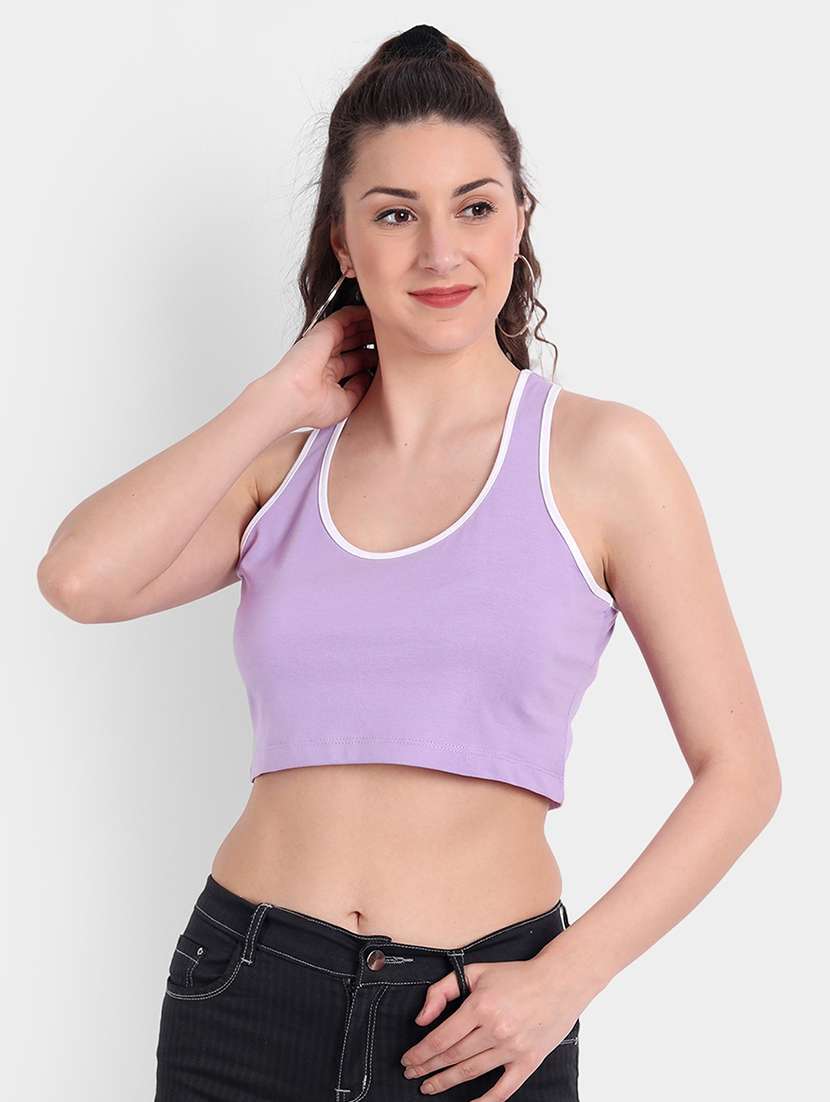 women solid sleeveless crop tank top