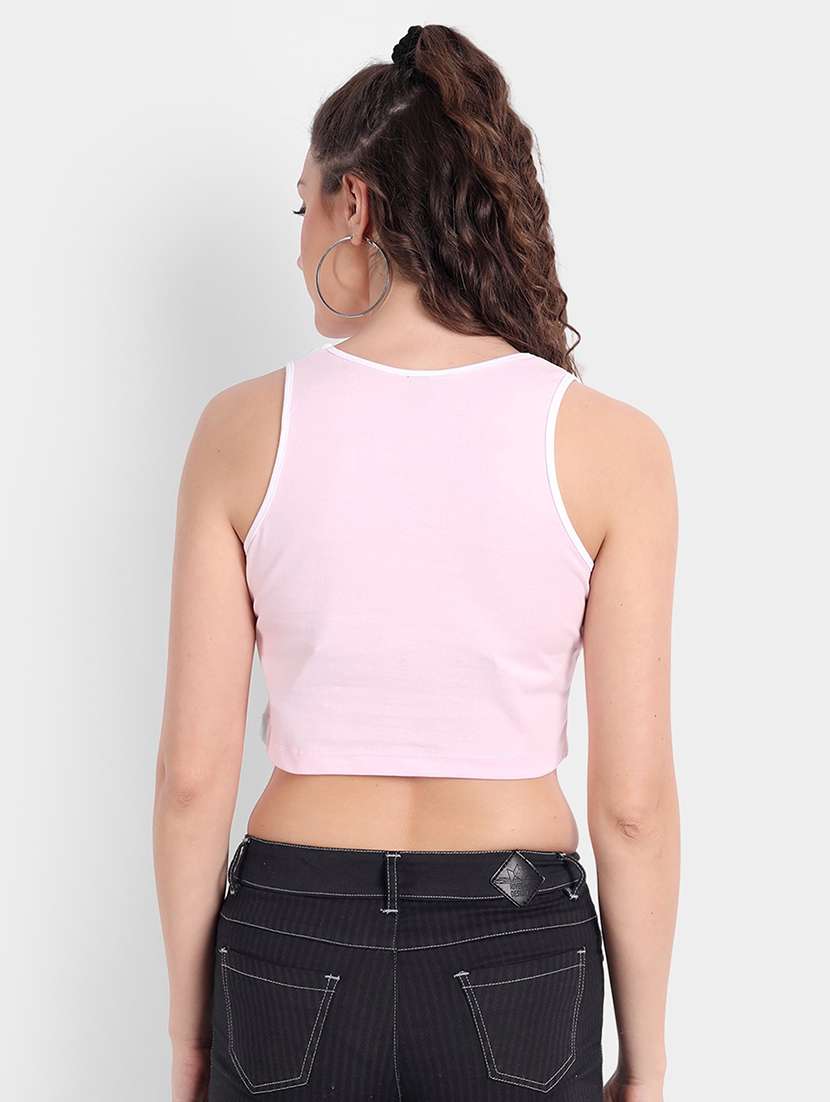 women solid sleeveless crop tank top - 21903518 -  Standard Image - 2