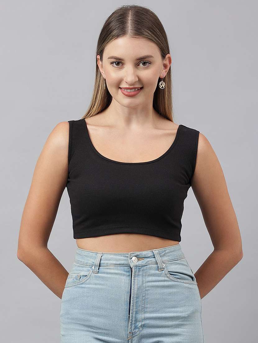 women solid sleeveless tank top