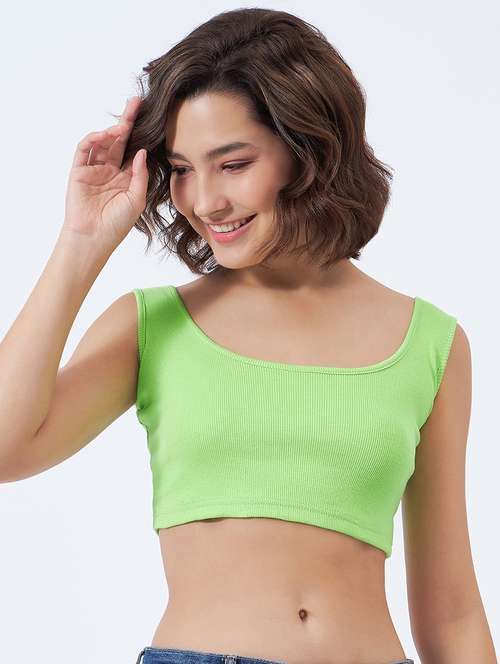 women solid sleeveless crop top - 21903555 -  Standard Image - 0