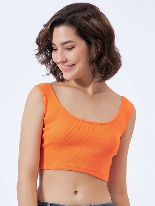 women solid sleeveless crop top - 21903557 -  Standard Image - 0
