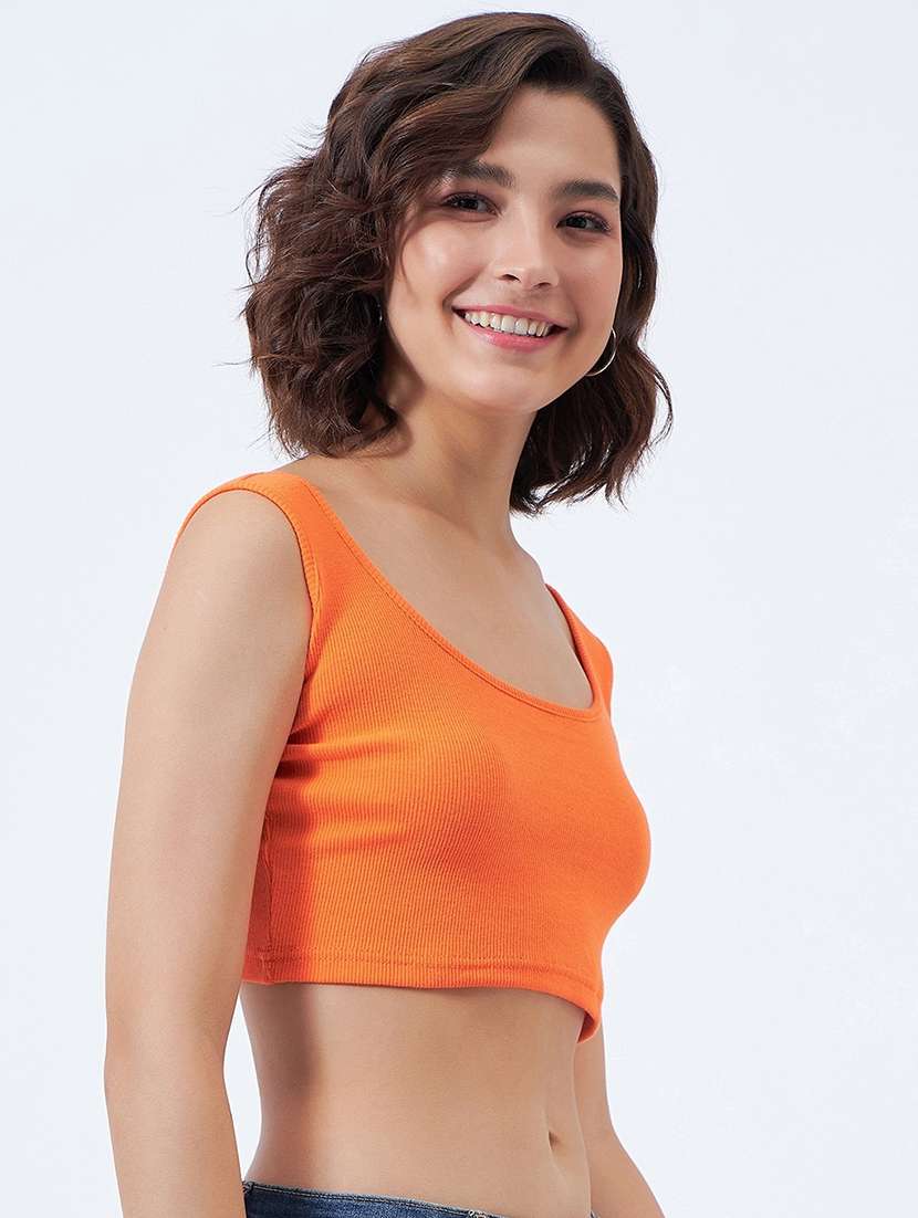 women solid sleeveless crop top - 21903557 -  Standard Image - 2