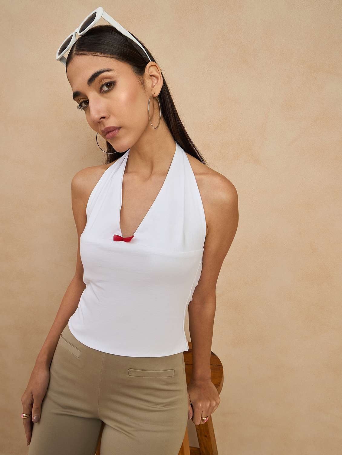 women solid halter neck crop top - 21903588 -  Standard Image - 2