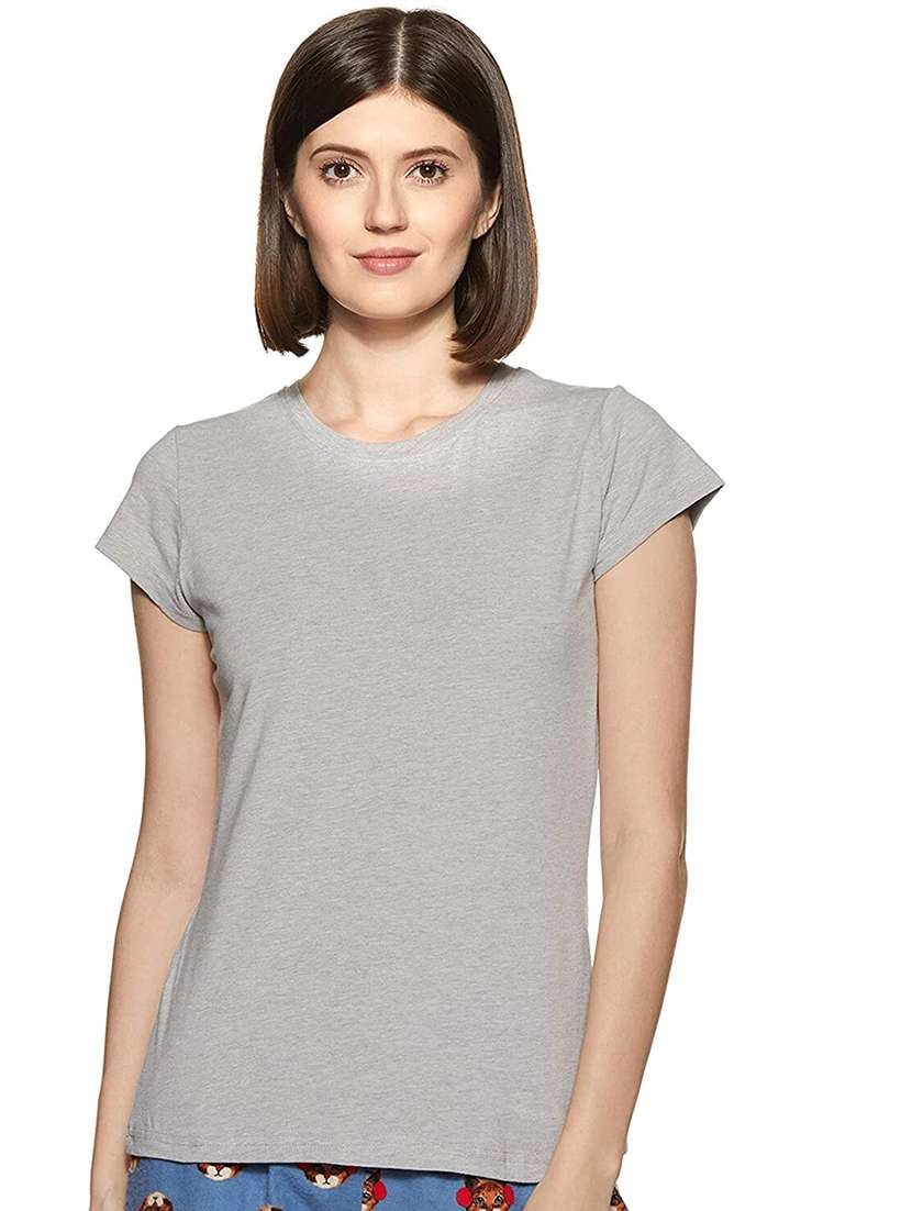 women solid round neck regualr t-shirt