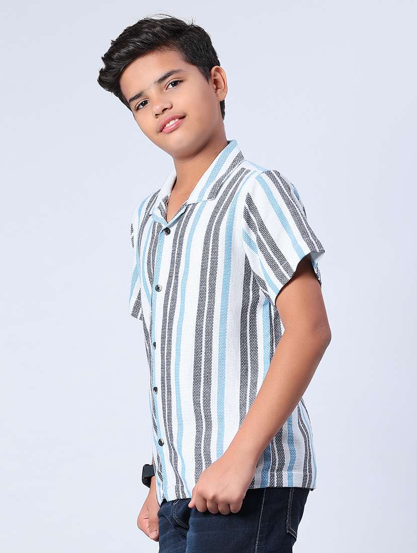 boys striped collared short sleeve shirt - 21904252 -  Standard Image - 2