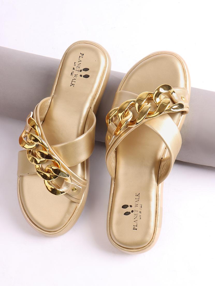 women gold slip on sandal - 21904427 - Zoom Image - 0