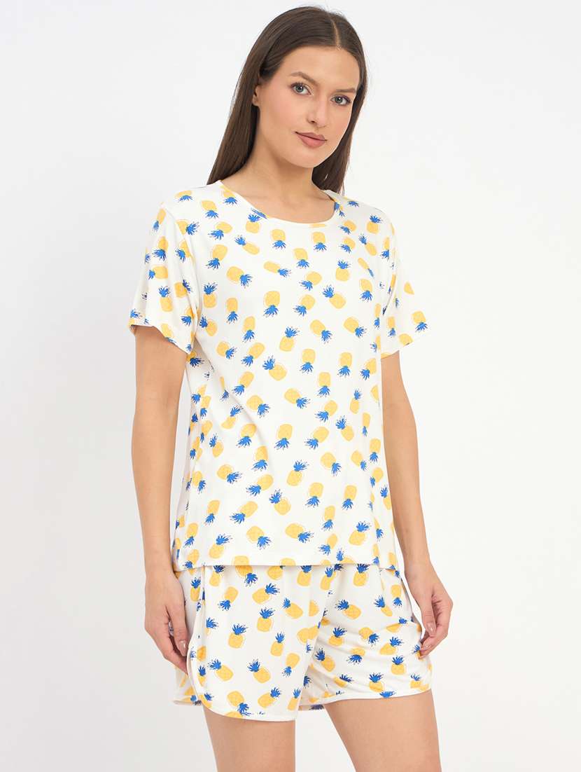women printed nightwear shrorts set - 21904430 -  Standard Image - 2