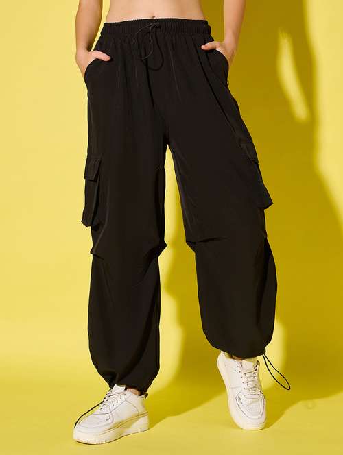 women solid high rise parachute pants  - 21904435 -  Standard Image - 0