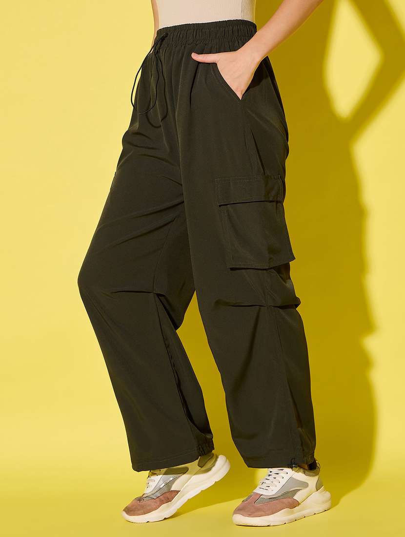 women solid high rise parachute pants - 21904436 -  Standard Image - 2