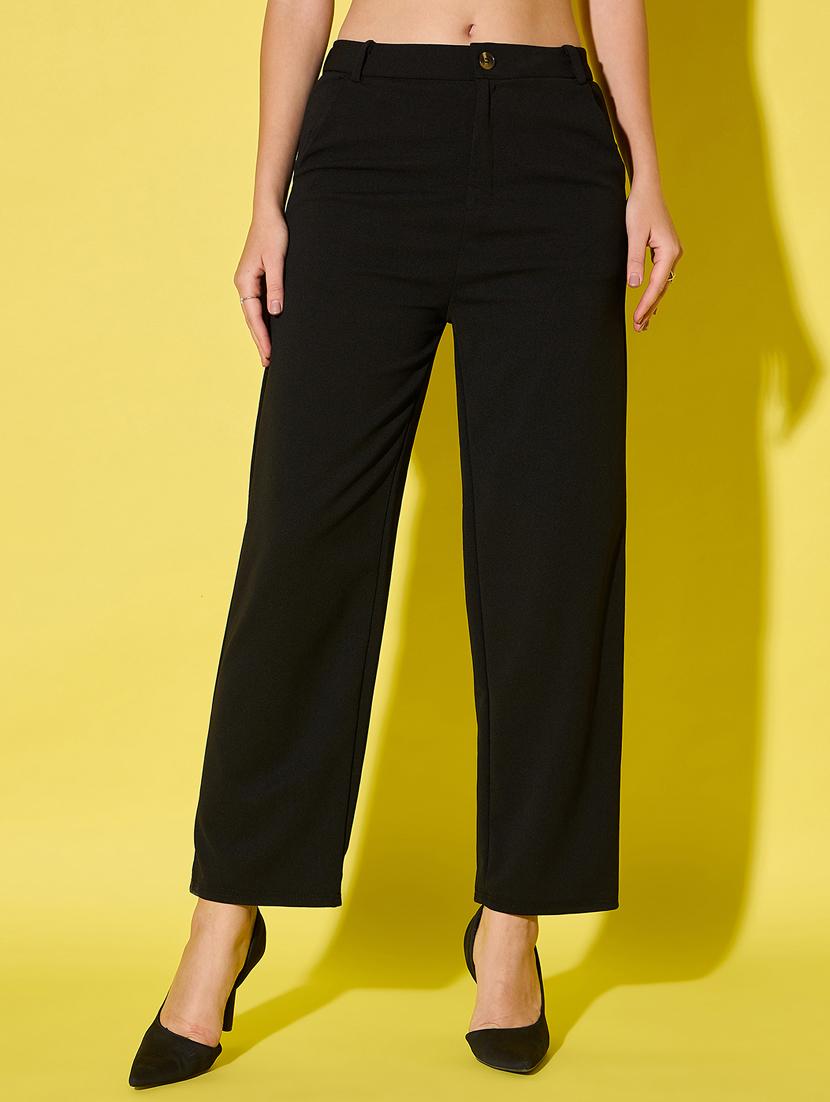 women solid high rise straight trouser - 21904441 - Zoom Image - 0