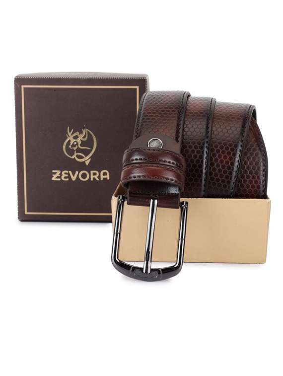 men brown textured belt