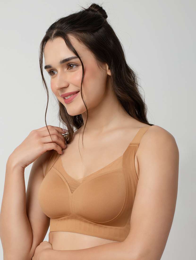 women solid lightly padded full coverage bra - 21904838 -  Standard Image - 2