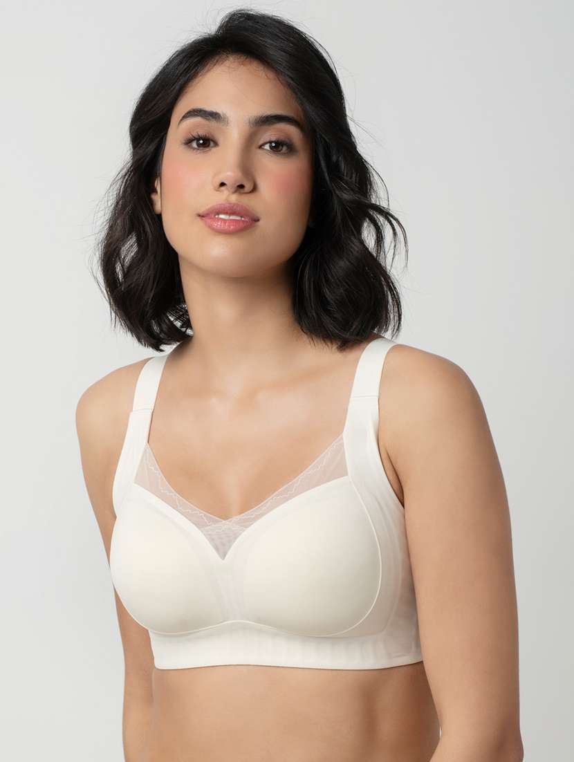 women solid lightly padded full coverage bra