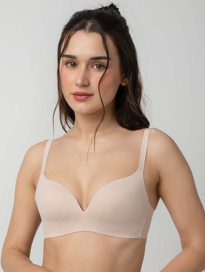 women solid lightly padded bra