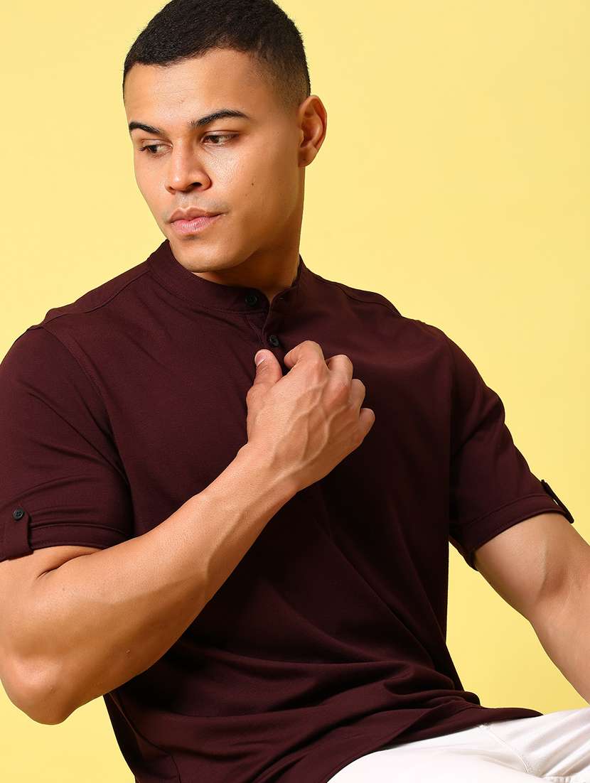 men solid short sleeve regular fit t-shirt