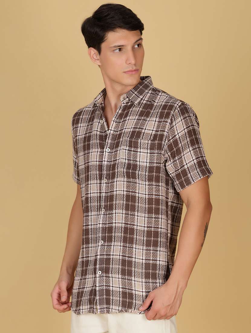 men checkered short sleeve regular fit casual shirt - 21905115 -  Standard Image - 2